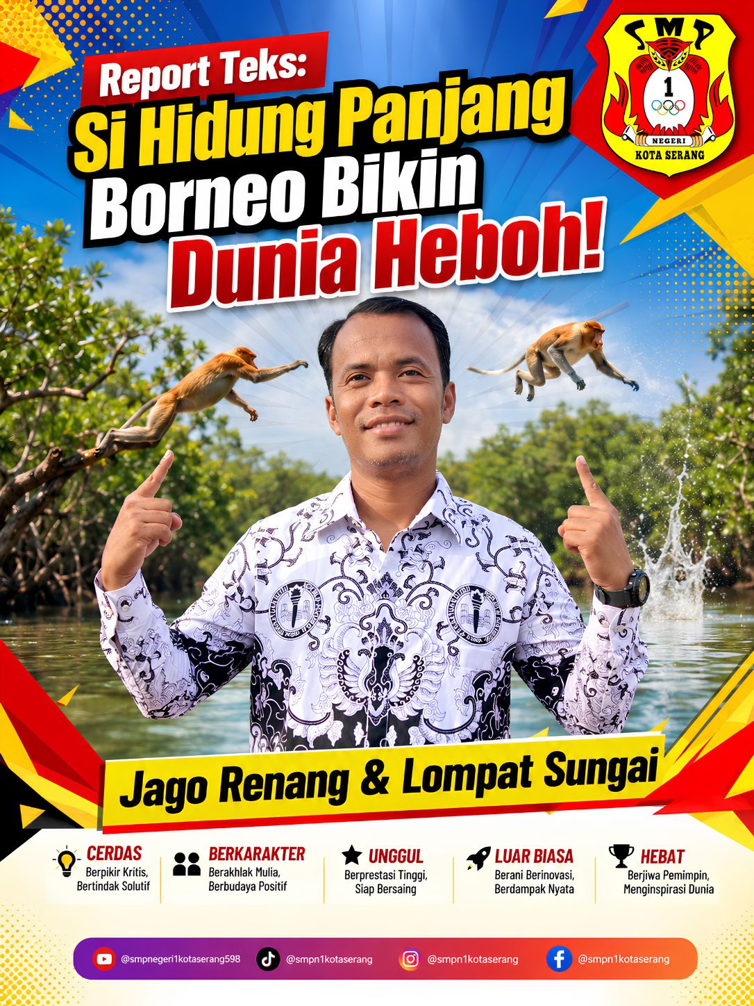 Aksi Nekat Bekantan: Jago Renang & Lompat Sungai