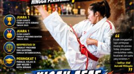 Prestasi membanggakan siswa SMP Negeri 1 Kota Serang, Izdihar Afaf Aurumi Widagdo, yang meraih Juara 1 Kata Karate tingkat Kota Serang dan Provinsi Banten tahun 2023, sekaligus Peringkat 1 Paralel sekolah.