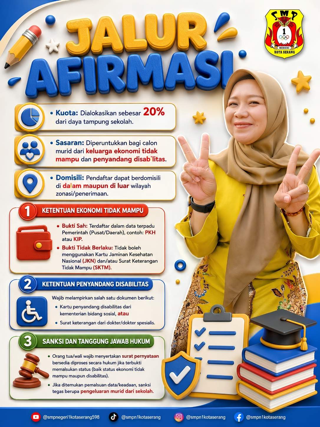 Informasi kuota, sasaran, dan syarat dokumen jalur afirmasi PPDB SMP Negeri 1 Kota Serang
