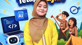 Poster resmi SMP Negeri 1 Kota Serang: Permendikdasmen 2025 menghadirkan mapel pilihan Koding & AI, sementara Pramuka tetap jadi ekskul wajib.