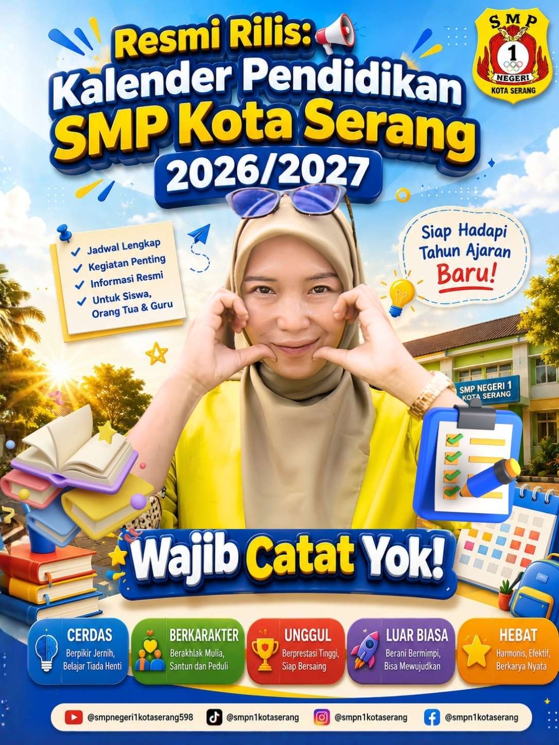 “Semangat baru, langkah pasti!
Ibu Heni siap memandu siswa SMP Kota Serang menghadapi tahun ajaran 2026/2027 dengan penuh inspirasi dan keceriaan.”