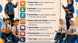 Poster 7 Kebiasaan Anak Indonesia Hebat: membentuk karakter positif melalui kebiasaan sehari‑hari di SMP Kota Serang.