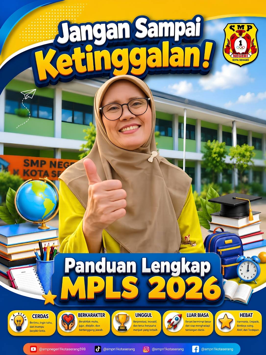 Hajah Mumu mengajak siswa baru mengikuti Panduan Lengkap MPLS 2026 SMP Negeri 1 Kota Serang — jangan sampai ketinggalan!
